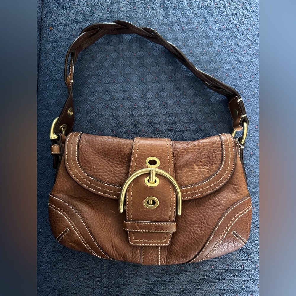 Vintage 1990’s Coach Brown and Gold Satchel with Elegant Stitching
